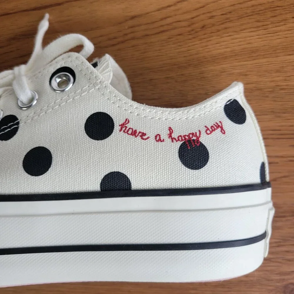 ❤️Converse Chuck Taylor Lift Platform Polka Dots 9.5 Women Shoes White A10689C❤️_11
